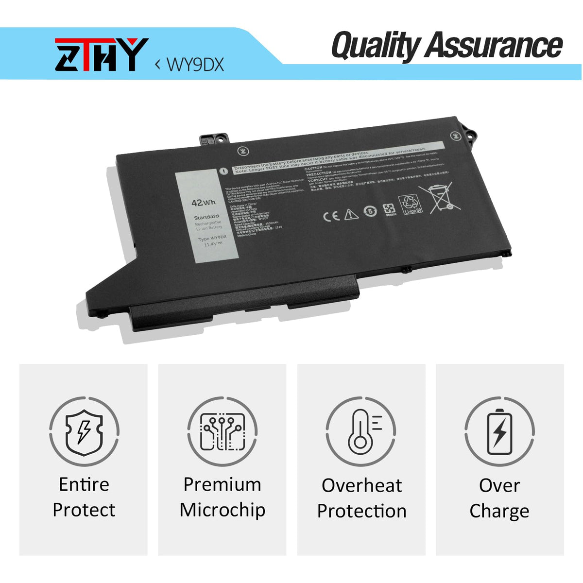 ZTHY WY9DX next to ruler showing compact 3-cell size advantage