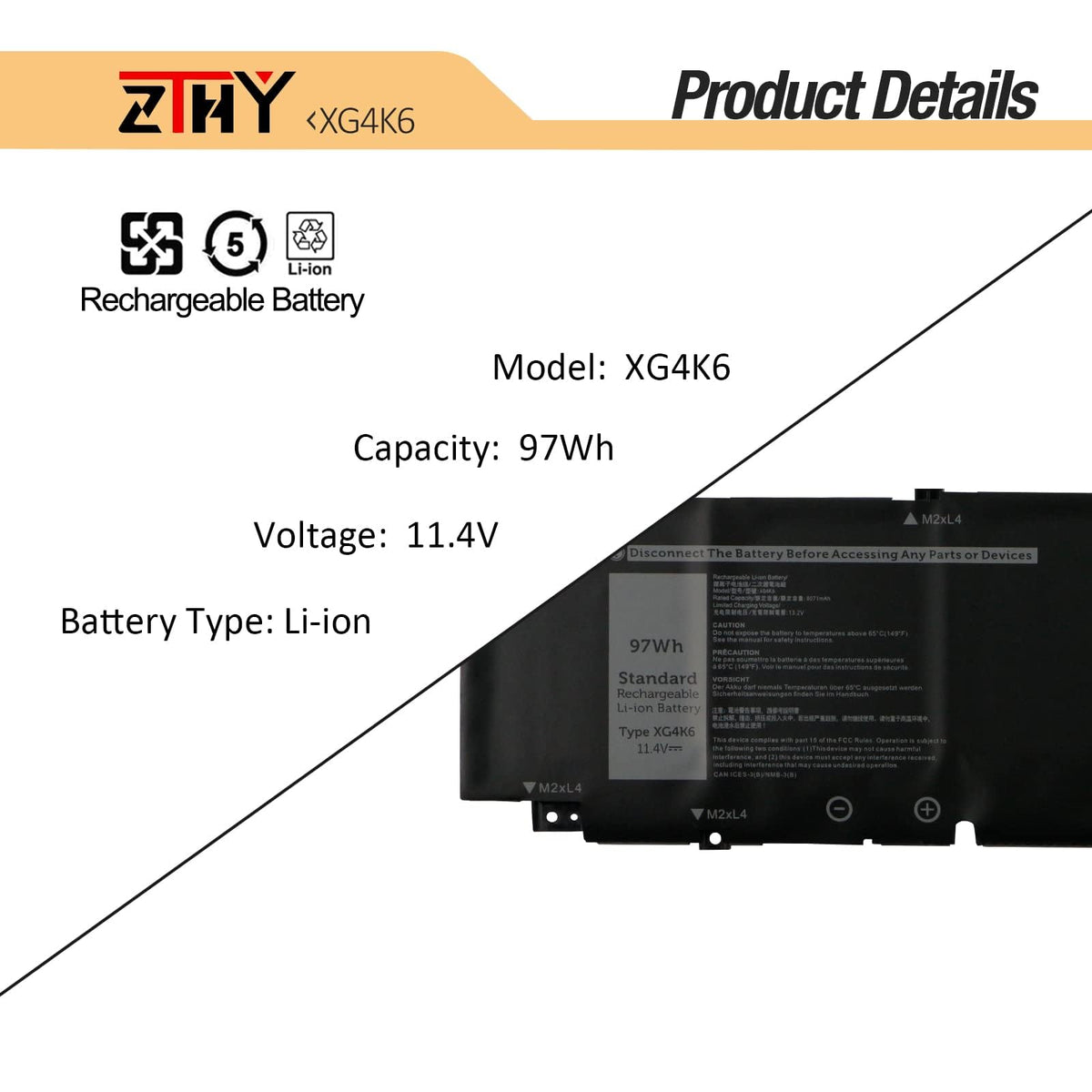 ZTHY underside view showing 6-cell layout for steady runtime benefit