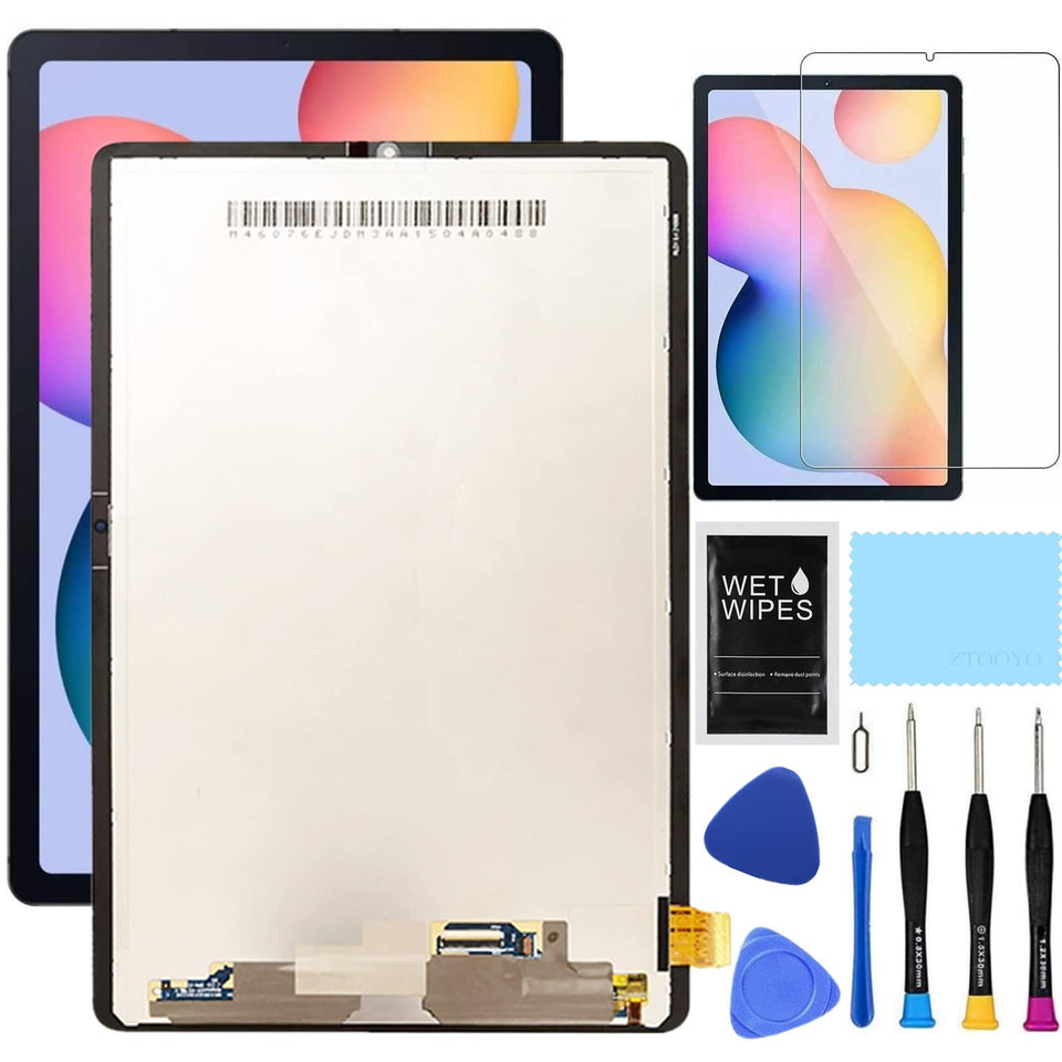 ZTOOYO front panel for Galaxy Tab S6 Lite showing full black display and fit benefit