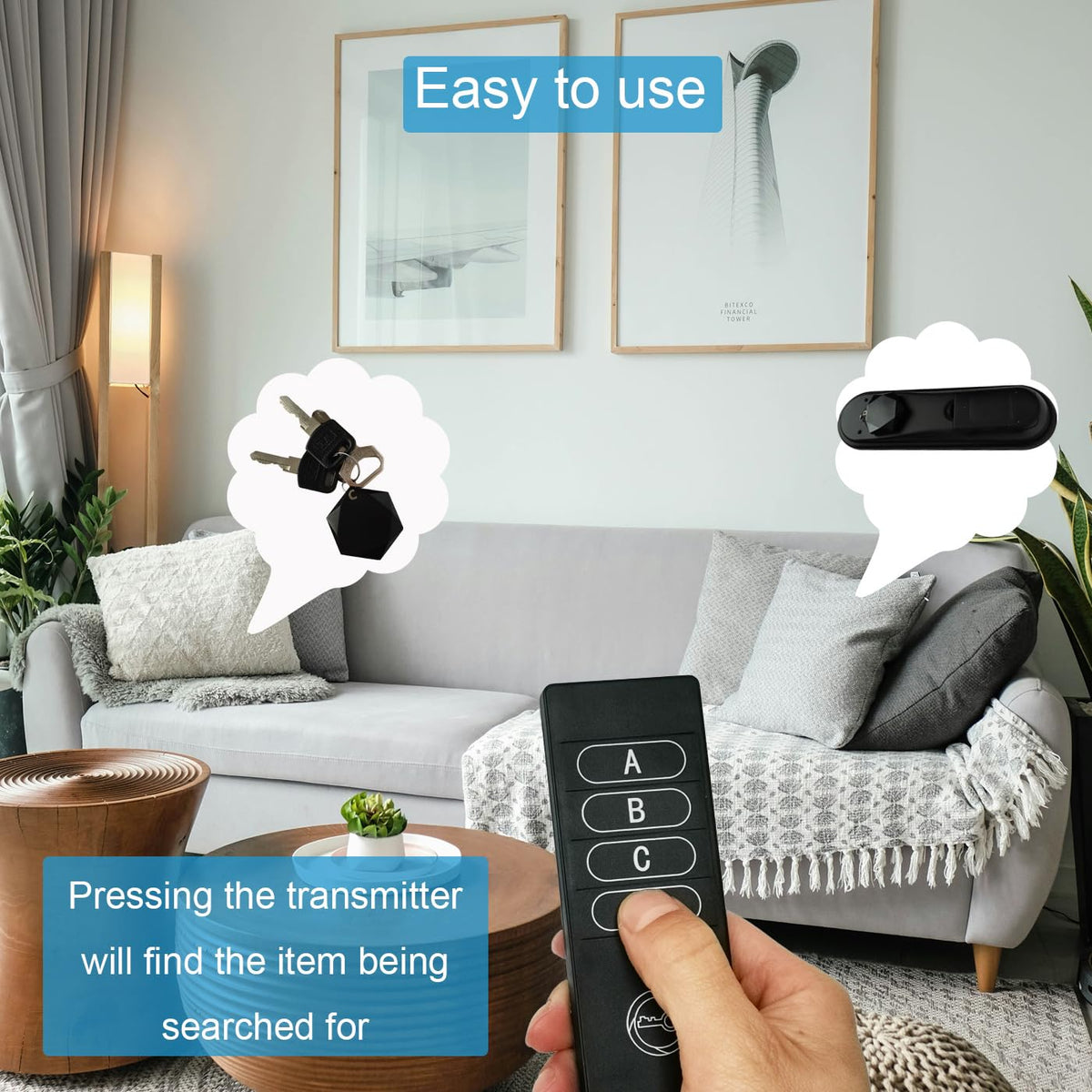 ZTSAZG remote finder durable ABS shell for everyday use.