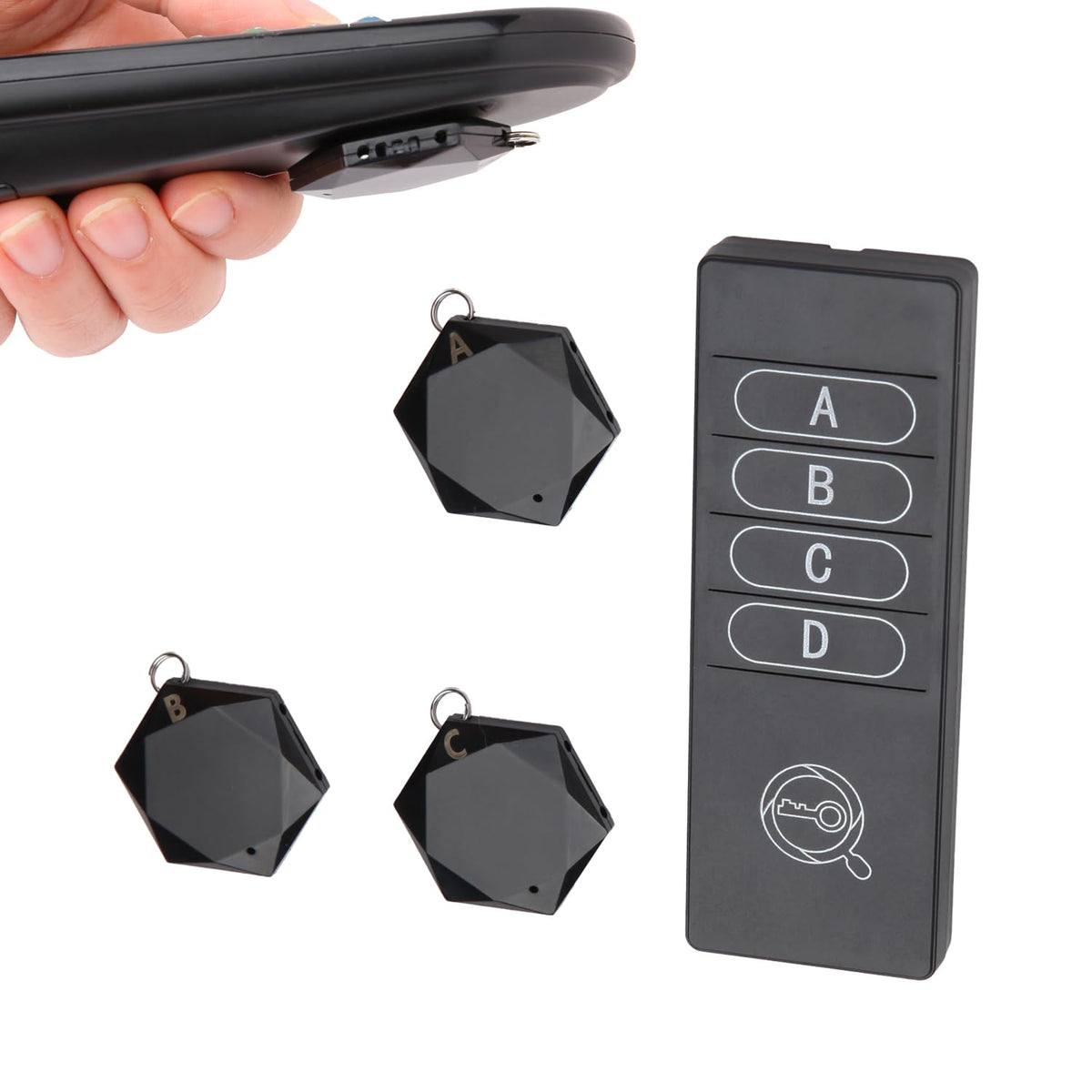 ZTSAZG remote finder with key attachment helps locate keys quickly.
