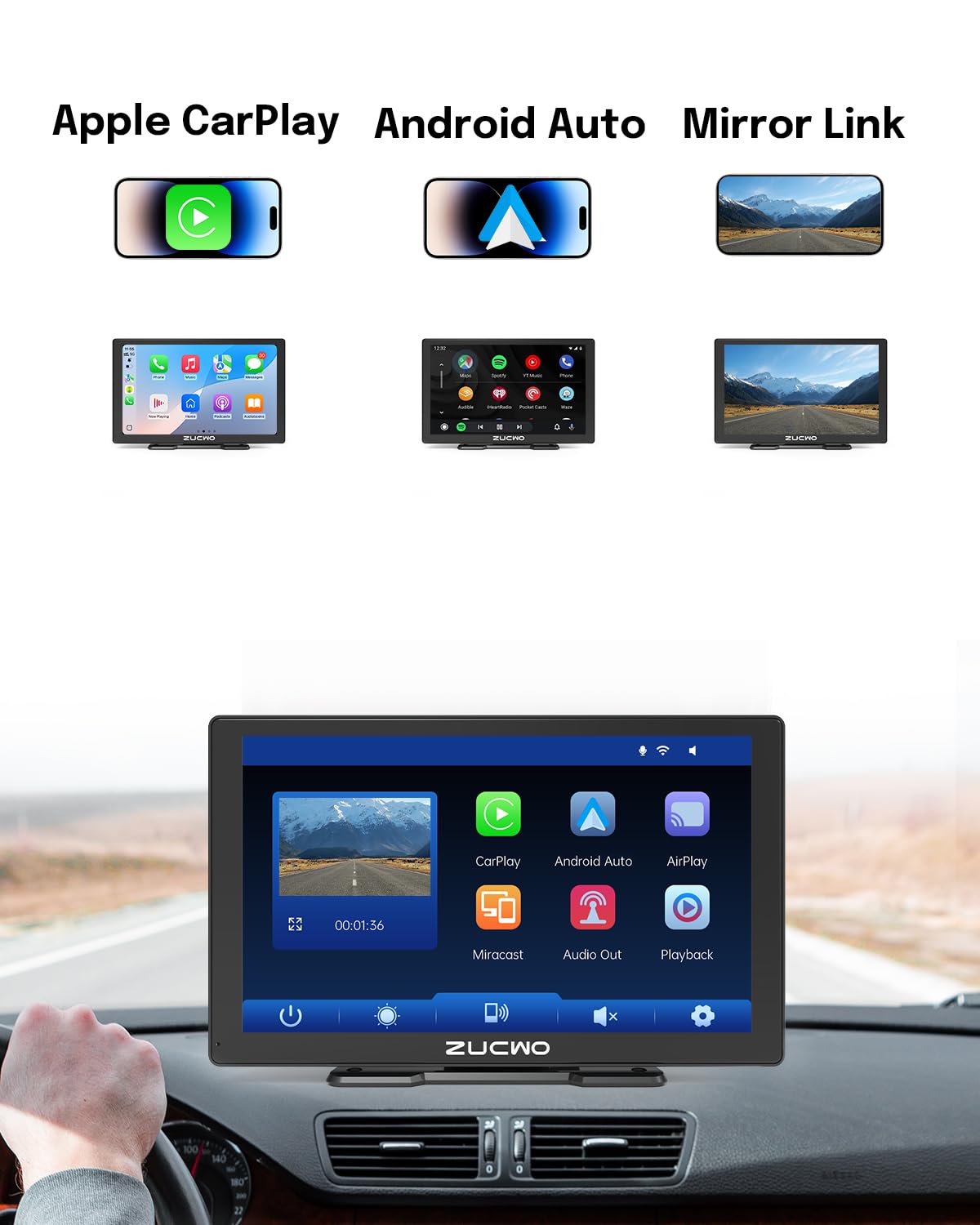 ZUCWO 4K front dash cam module, captures high-resolution road footage