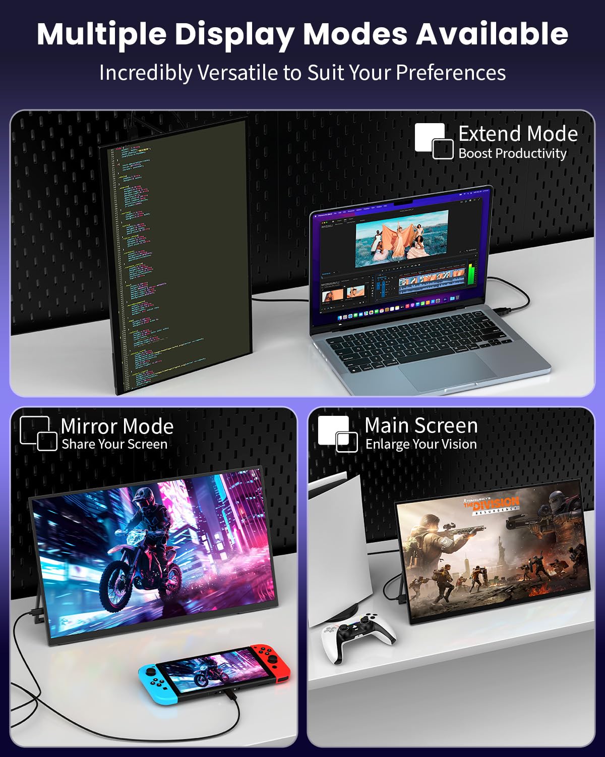 ZUCWO next to laptop as dual monitor setup to boost productivity on the go