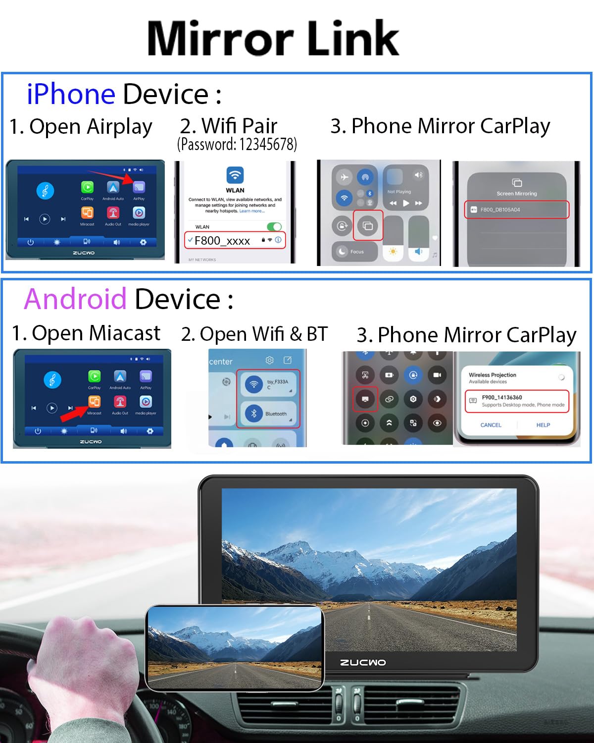 ZUCWO size comparison next to a hand showing compact portability