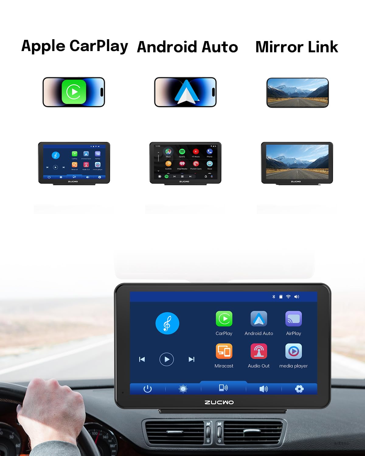 ZUCWO touchscreen in use with voice command for safer control