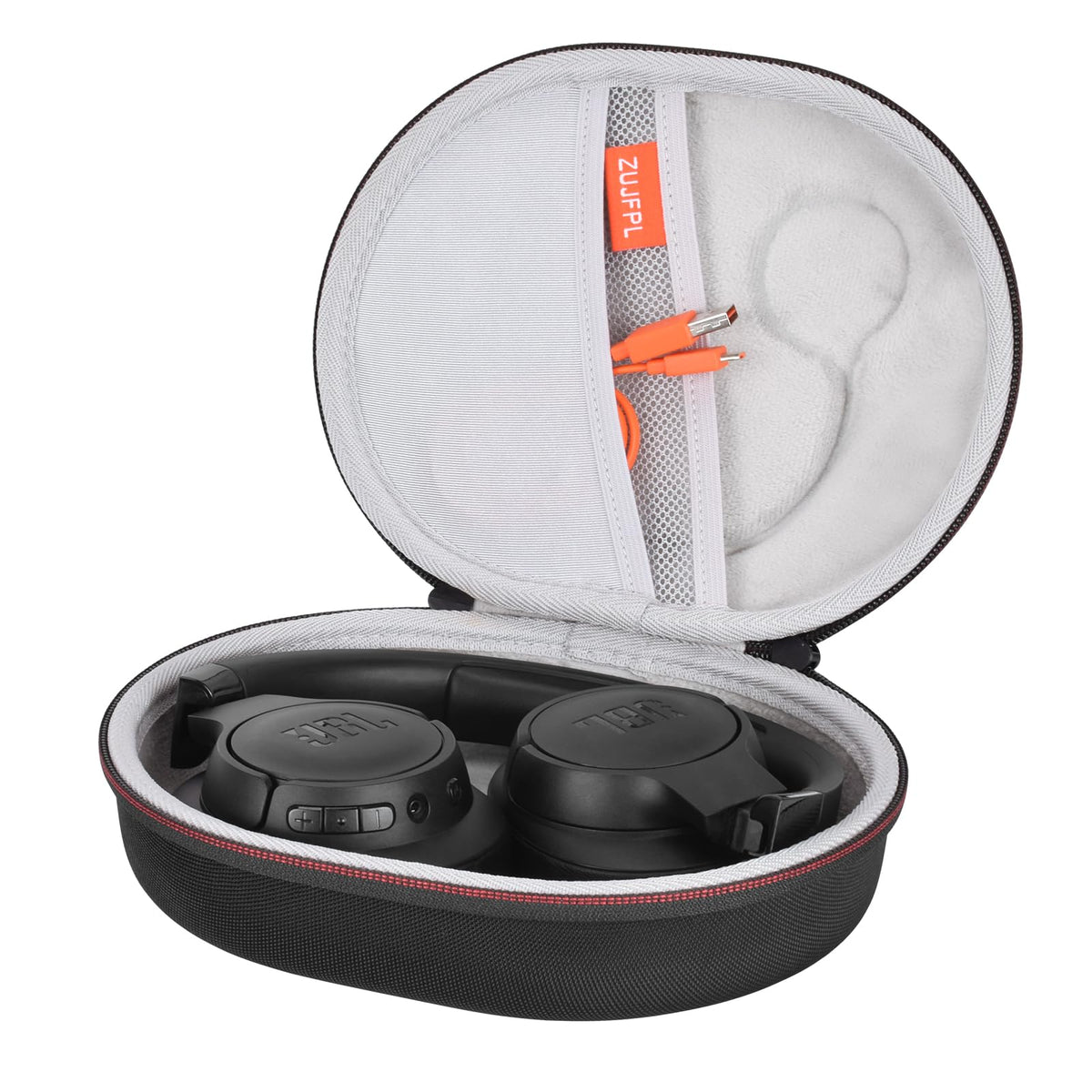ZUJFPL gray case front view showing secure closure and travel-ready protection