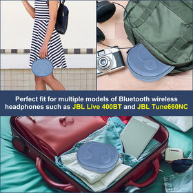 ZUJFPL headphones inside case demonstrating secure fit and accessory room