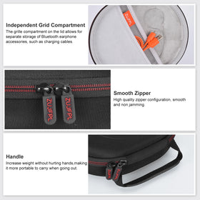 ZUJFPL case open interior with mesh pocket holding cables for neat storage