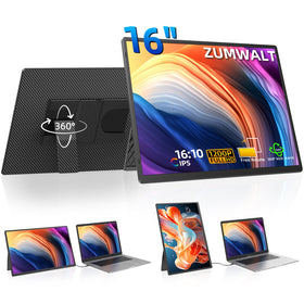 ZUMWALT 16-inch portable monitor front view showing slim profile and clarity
