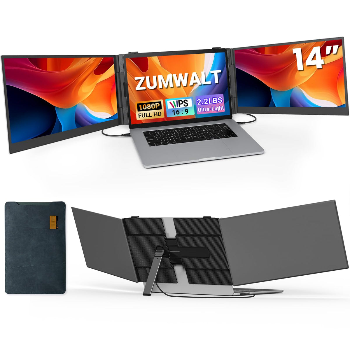 ZUMWALT laptop screen extender ultra-thin and portable for on the go work