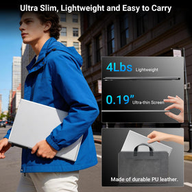 ZUMWALT P7 on-the-go workflow illustrating portable triple-monitor use.
