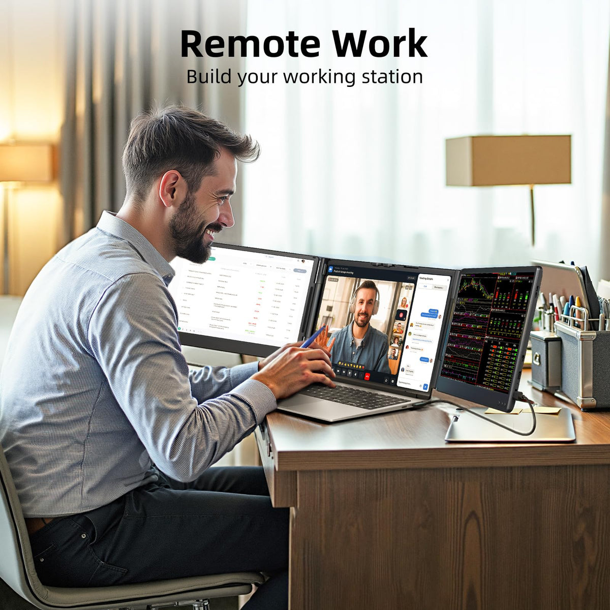 zumwalt-travel-pouch keeps the triple monitor safe on the move.