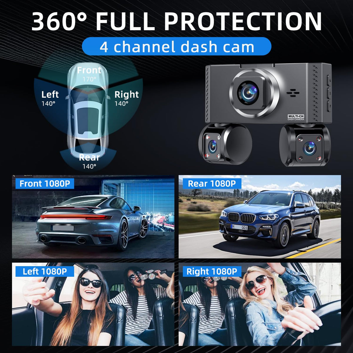Zunfly 170 degree ultra wide lenses minimize blind spots on the road.