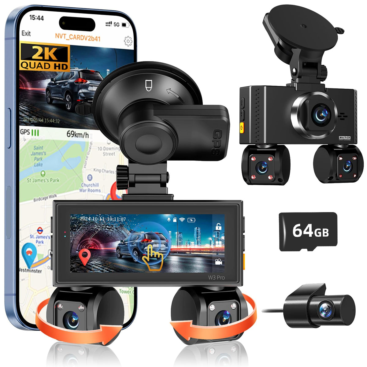 Zunfly 360 view front camera captures road details clearly for safer drives.