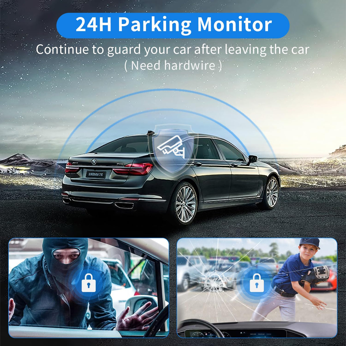 Zunfly parking mode records events while the car is parked.