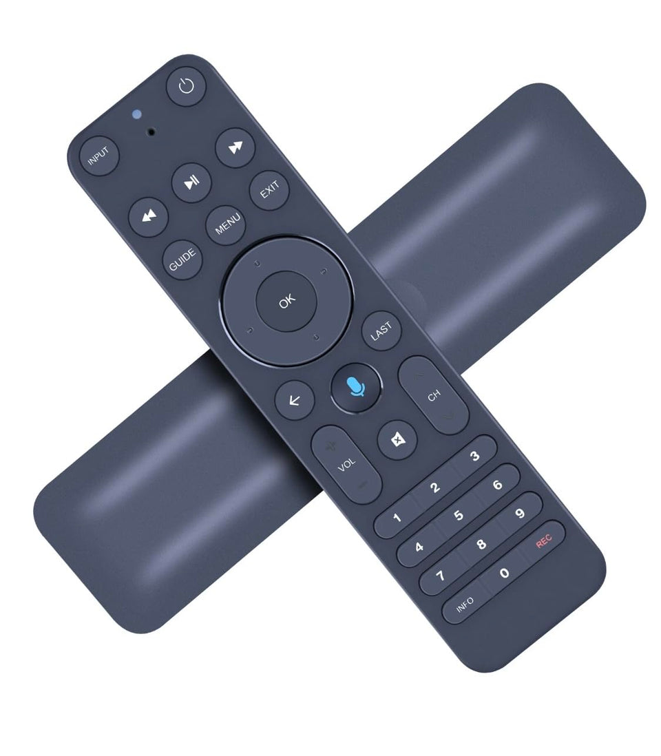 Zurjy remote front view showing voice button and backlit keys for easier control