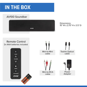 Large-button remote from ZVOX AV100 simplifies adjusting volume.