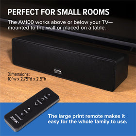 AV100 connected via Toslink optical input for easy setup.