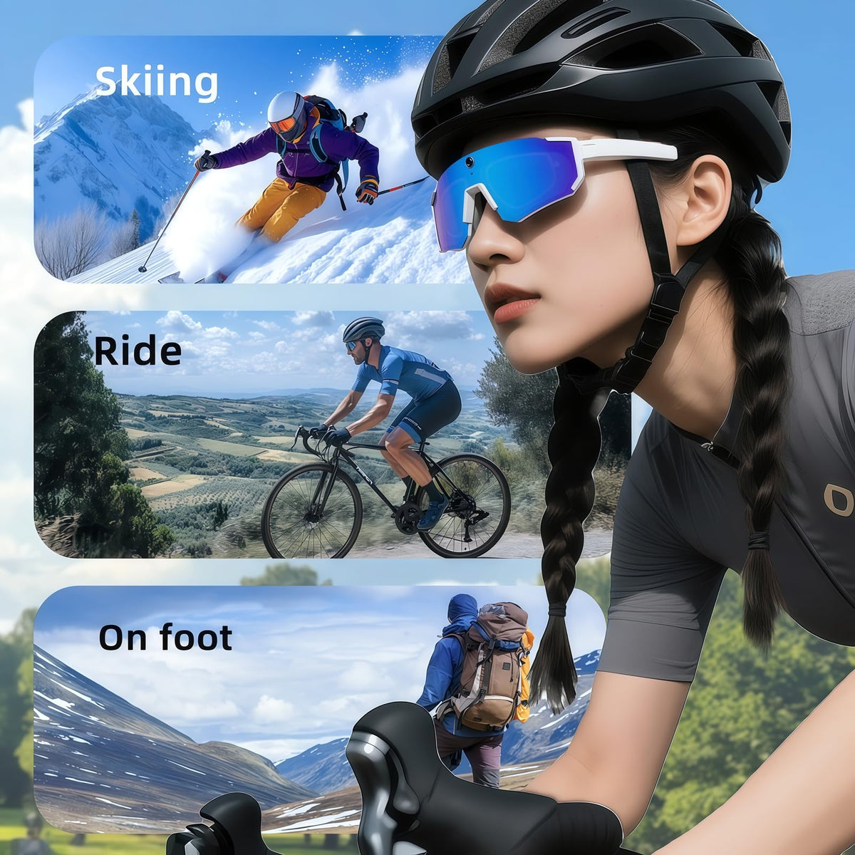 ZWJ Sport AI Smart Sunglasses ip64-water-resistance for outdoor use.