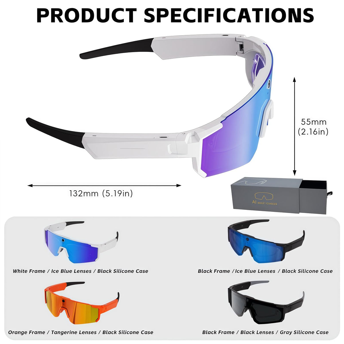 ZWJ Sport AI Smart Sunglasses onboard-storage keeps media handy.