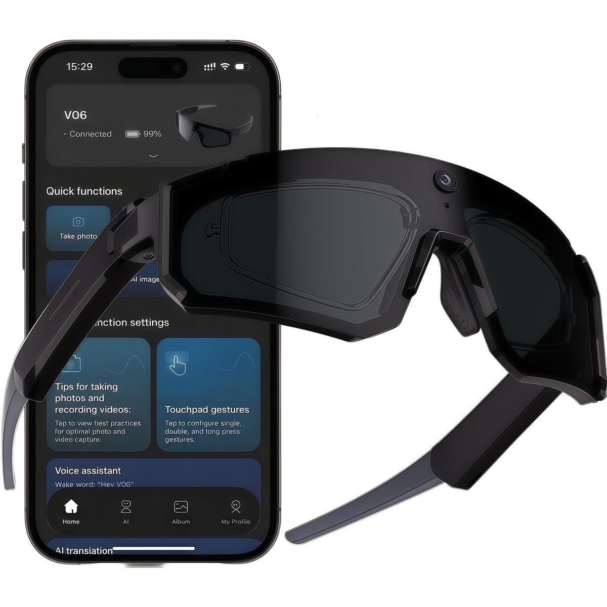 ZWJ Sport AI Smart Sunglasses pov-camera for hands-free cycling footage.