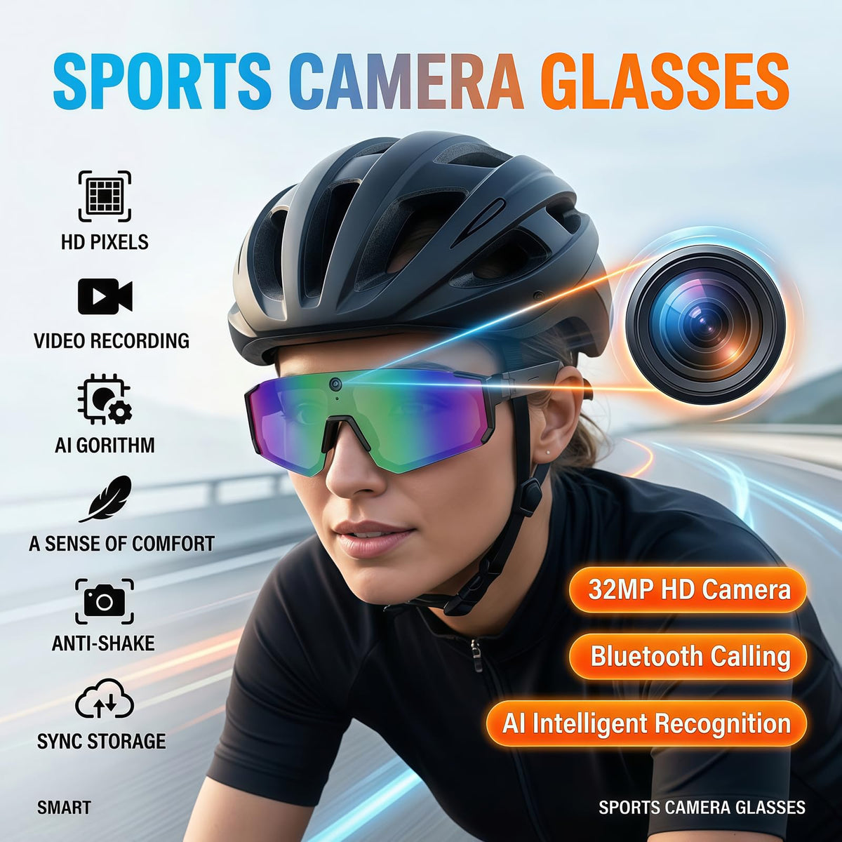ZWJ AI glasses deliver open-ear audio for outdoor listening.