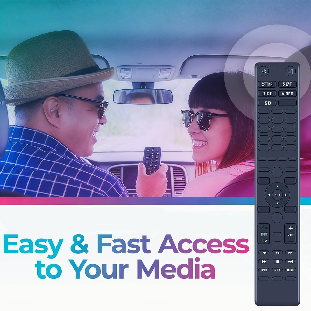 ZWP remote in vehicle showing fit with Toyota overhead DVD unit