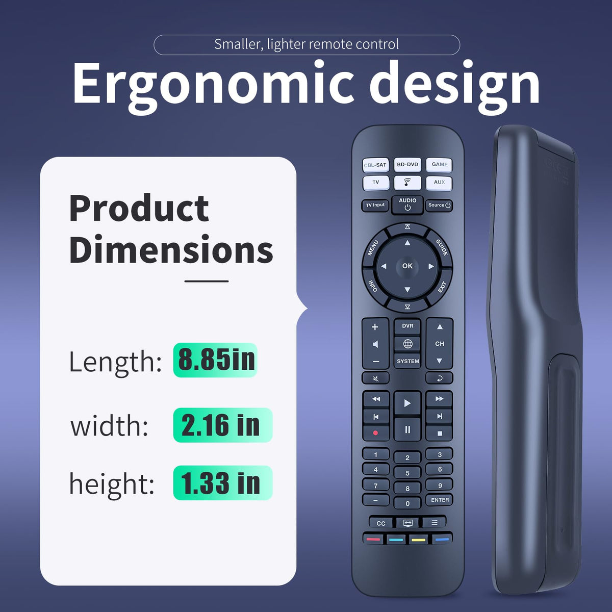 ZWP remote next to Bose CineMate illustrating compatibility and simplified setup