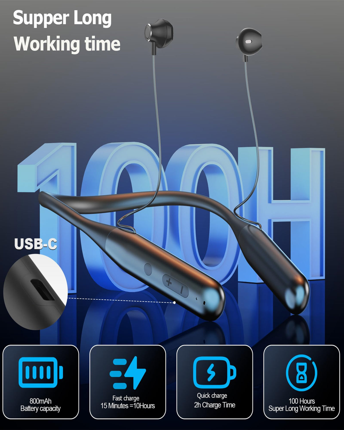 ZXQ neckband fast-charging: 15-minute boost for hours of playback