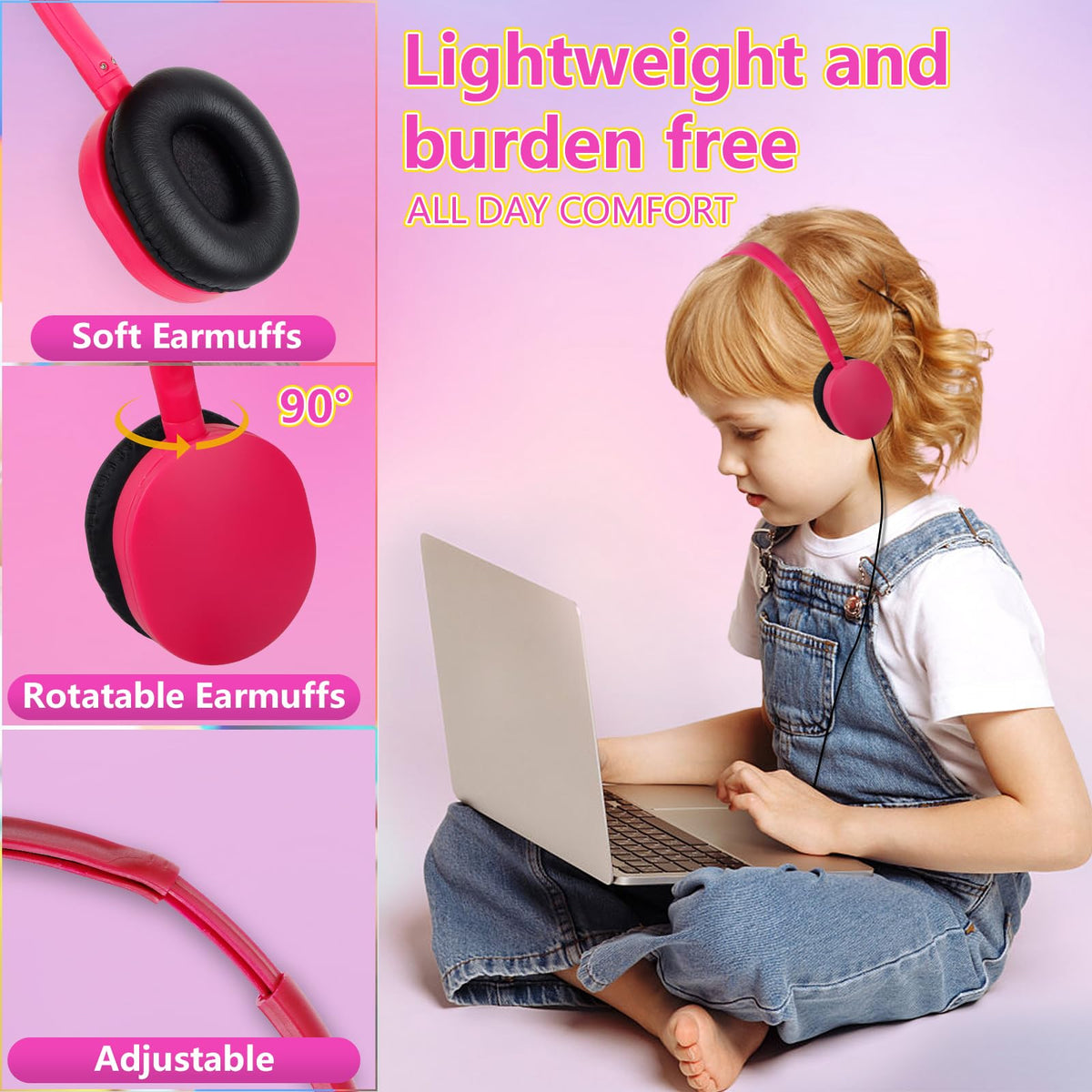 ZXQZYM adjustable headband detail, flexible sizing for varied student ages