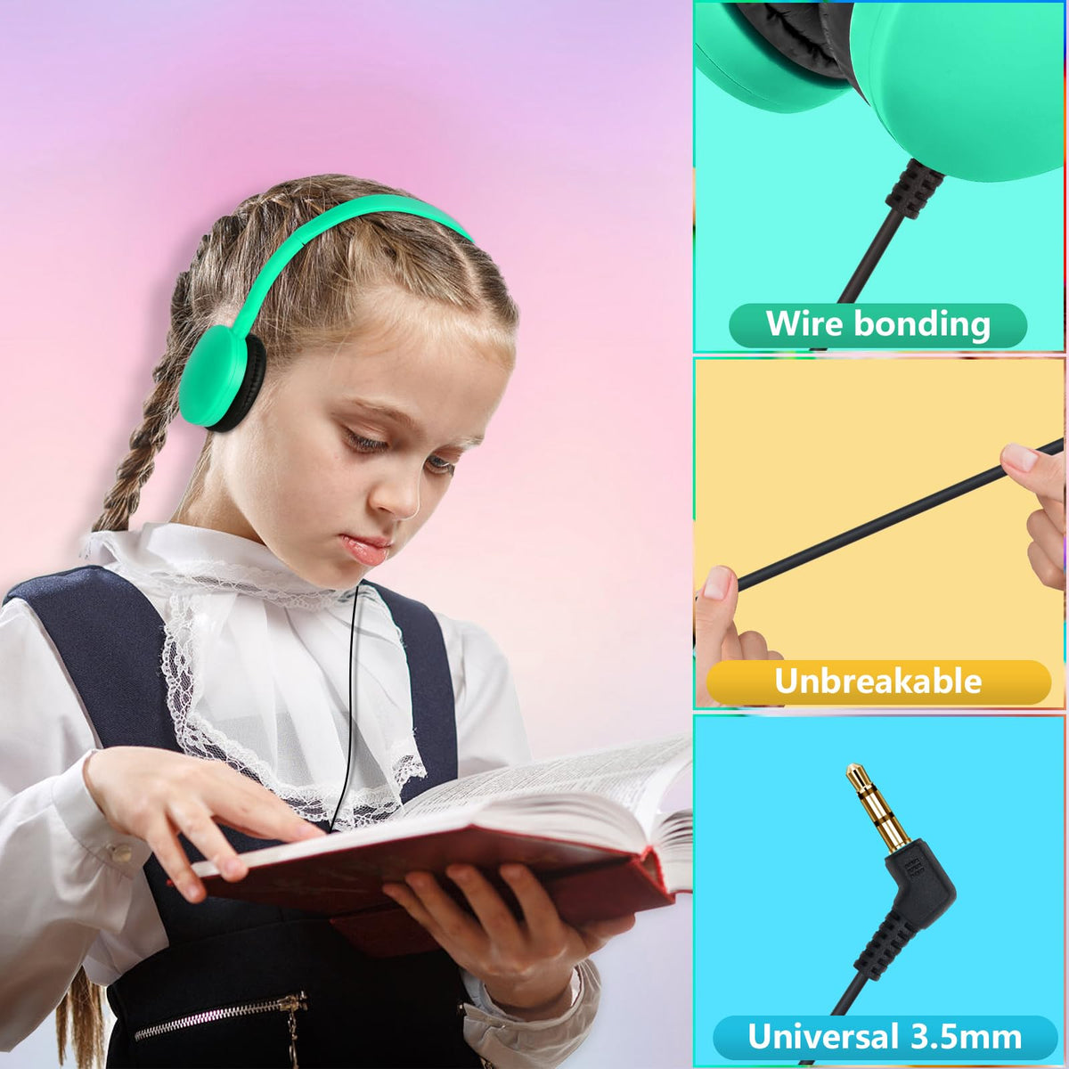 Students using ZXQZYM headphones in classroom, organized audio for lessons and tests