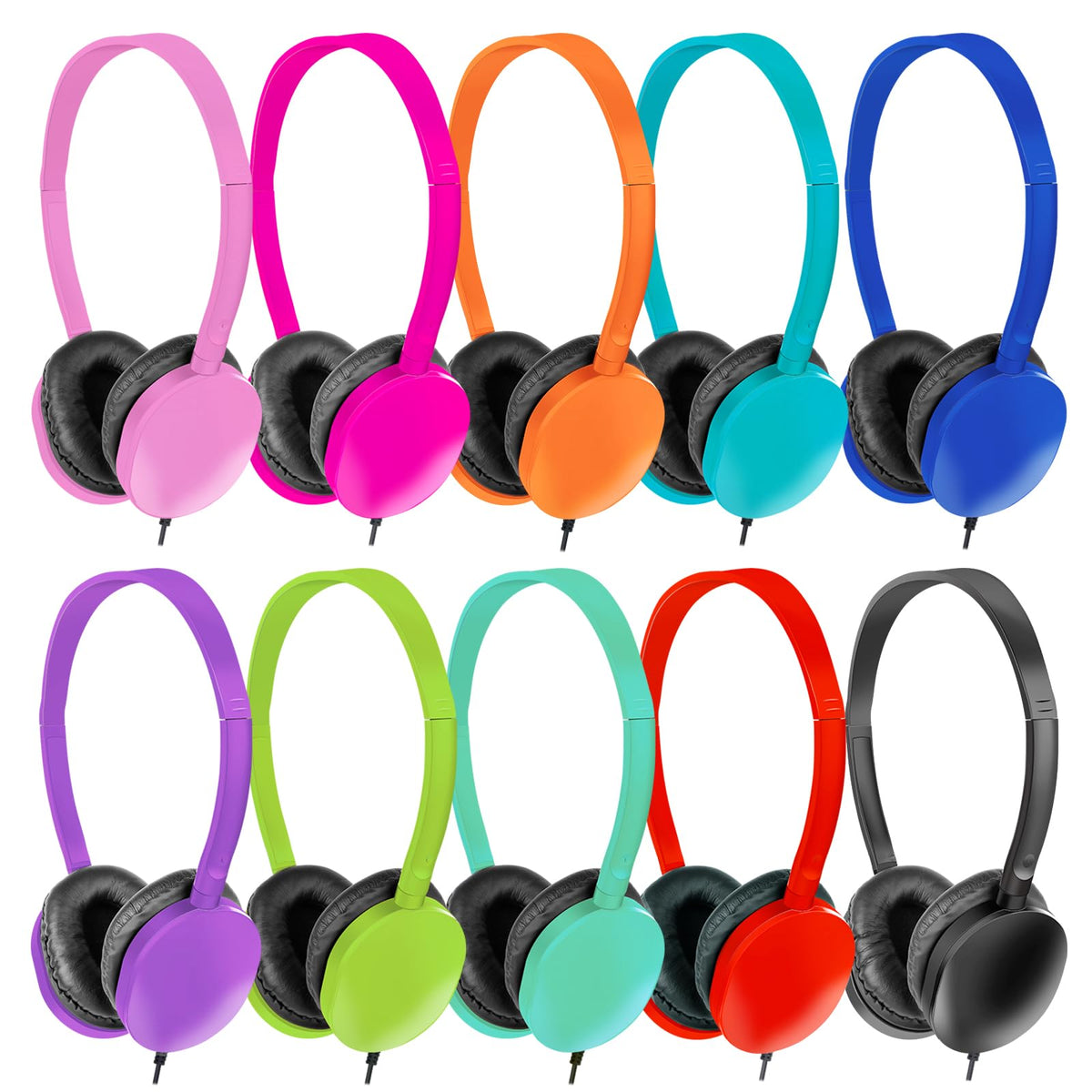 ZXQZYM front packaging showing 20 mixed-color headsets and box, simplifies classroom setup
