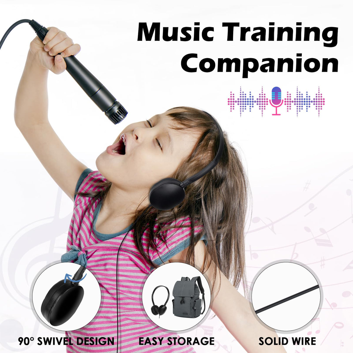 ZXQZYM headphones shown next to tablet for size and compatibility benefit