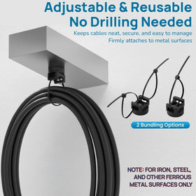 ZyCooom installed in a car engine bay securing hoses and electrical wires safely