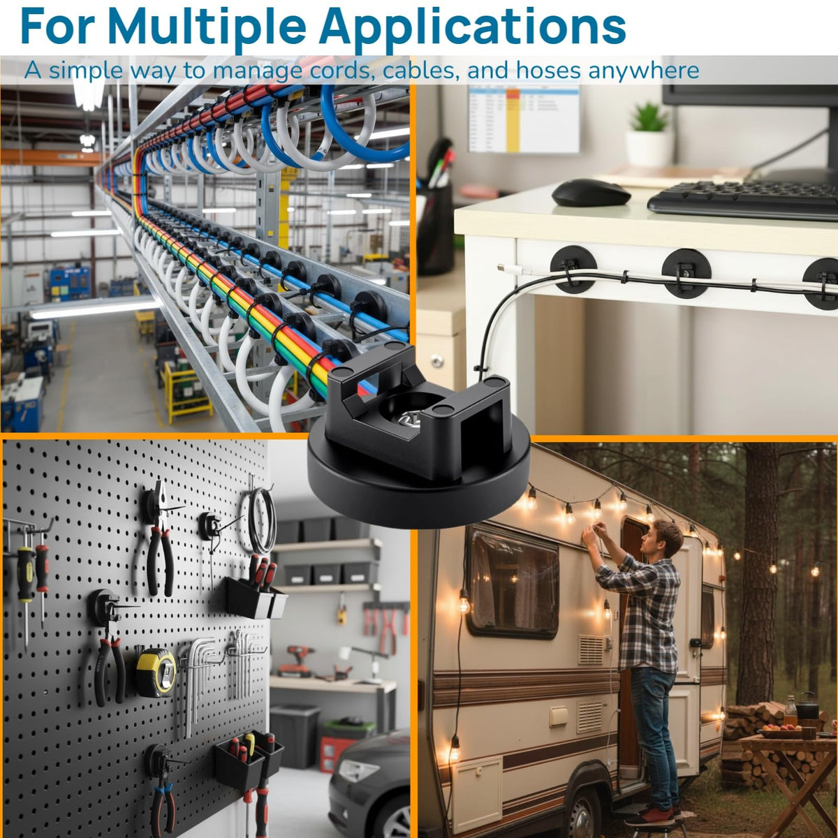 ZyCooom outdoor garage application securing hoses and cords reliably
