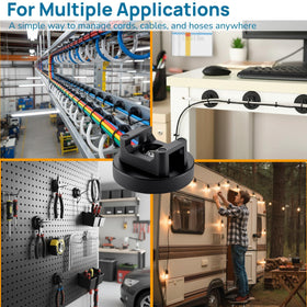ZyCooom outdoor garage application securing hoses and cords reliably