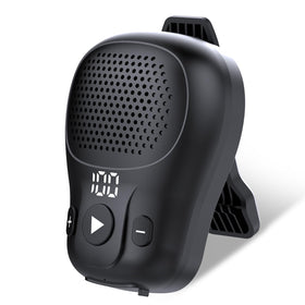 ZYHKON wearable Bluetooth speaker clip-on on collar delivering compact, powerful sound.