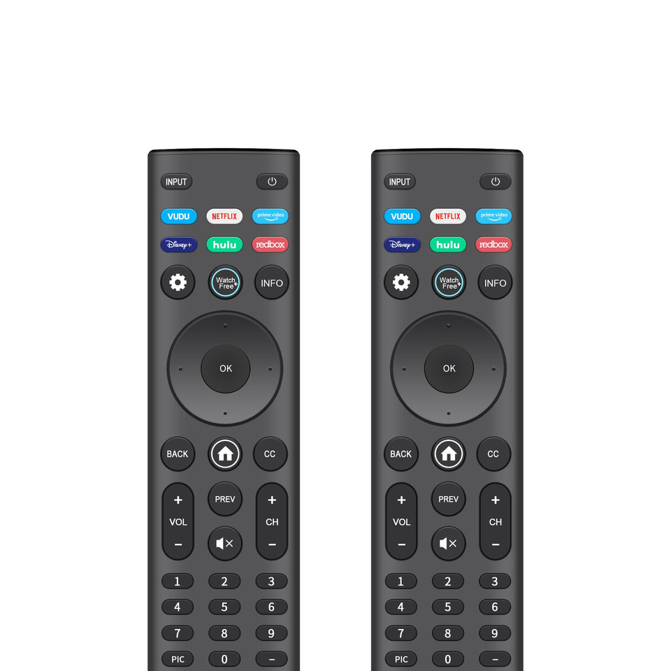 ZYK Replacement XRT140 remote front view for VIZIO TVs with quick access shortcuts
