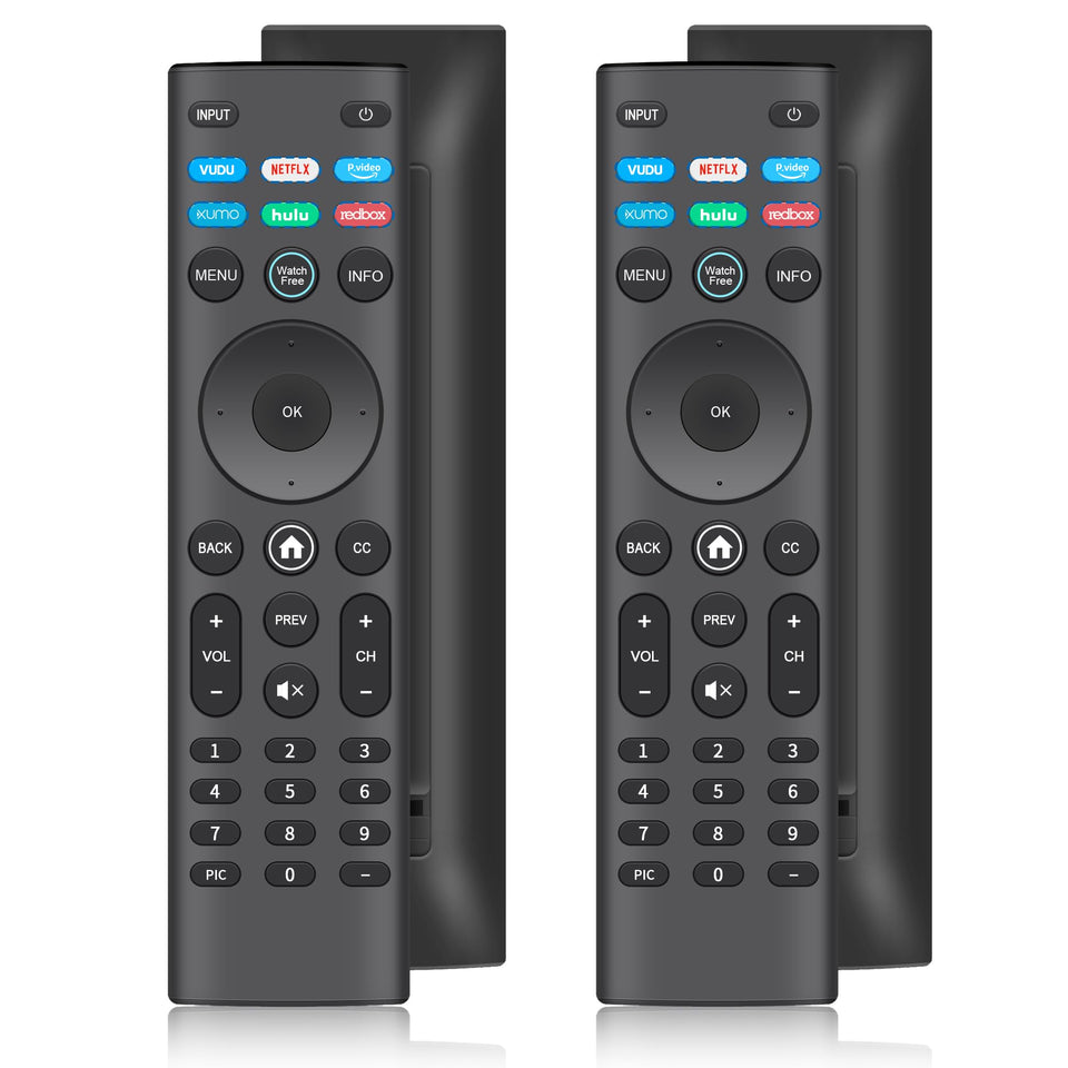 ZYK VIZIO remote front view shows sleek design and compatibility.