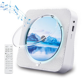 ZYOKATA front view showing white CD player and speakers for clear room sound