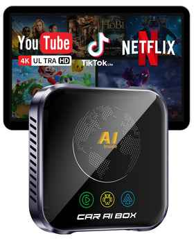 ZYW Magic AI Box front view for plug-and-play CarPlay upgrade and cleaner dashboard integration.