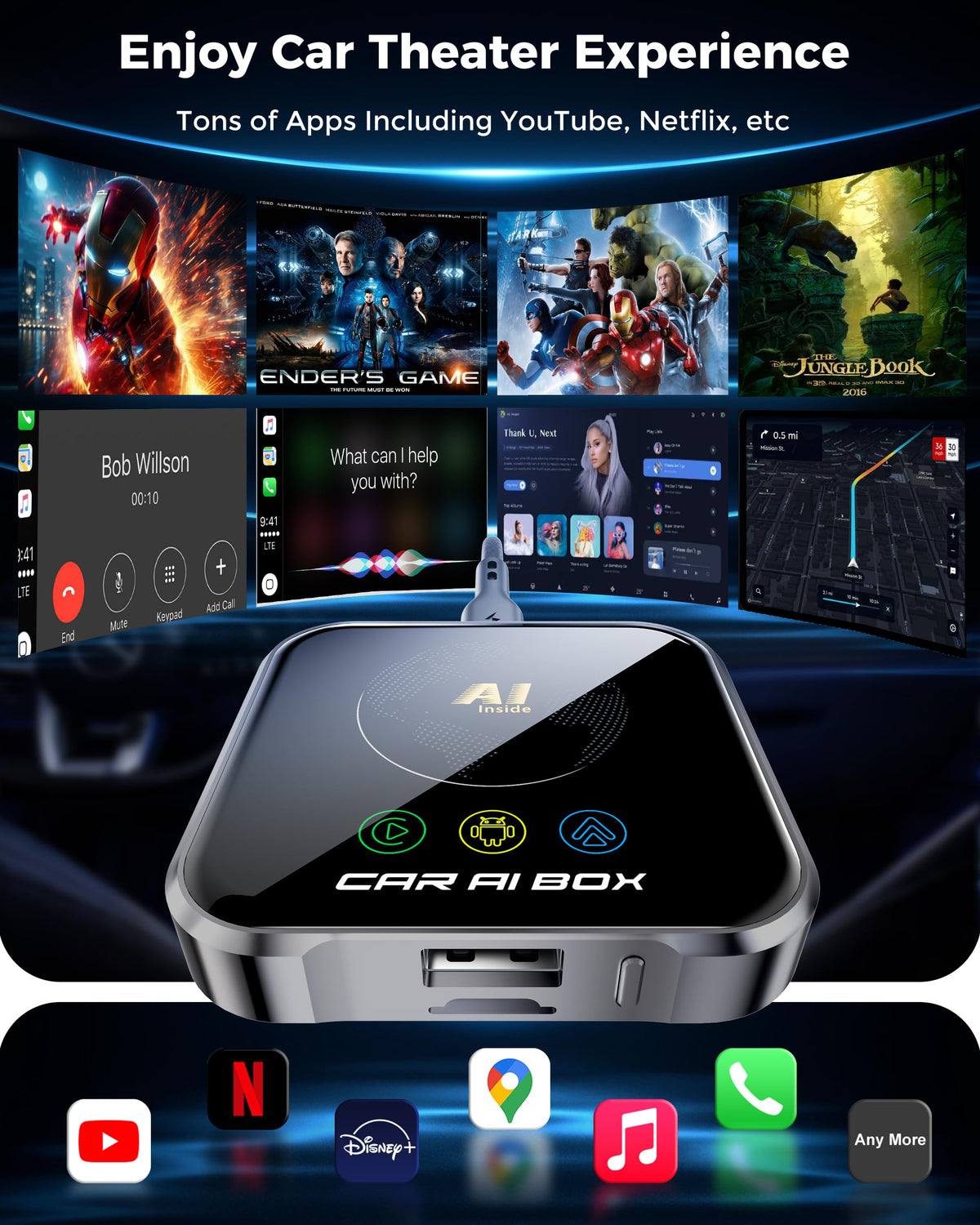 ZYW Magic AI Box wireless CarPlay interface in action