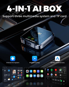ZYW Magic AI Box wireless CarPlay in-car display supports seamless iPhone connection.