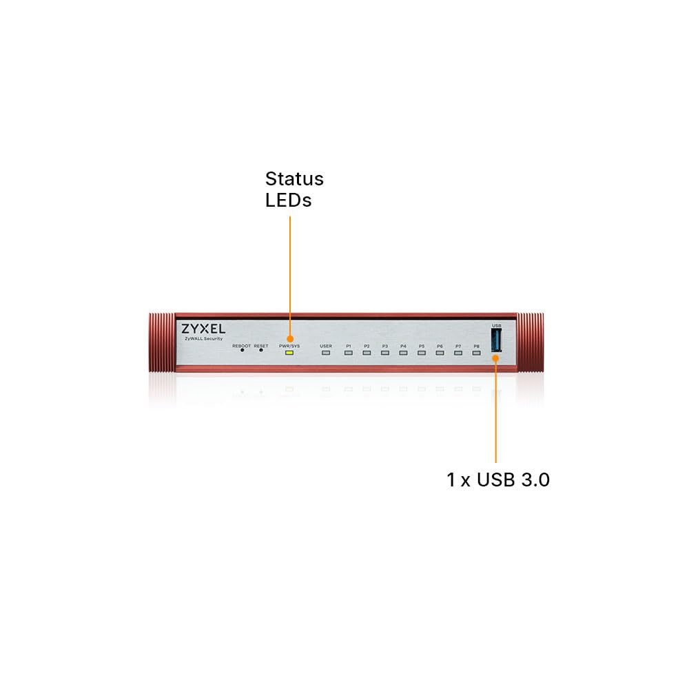 ZYXEL USGFLEX100H eight 1G ports enable flexible WAN/LAN configuration.