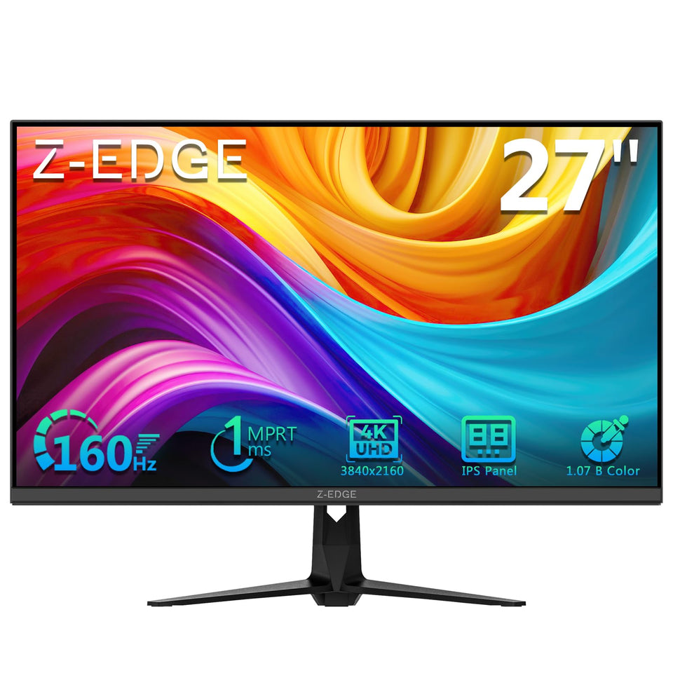 Z Z-EDGE G274K front view highlighting 4K detail and slim frame for immersive gaming