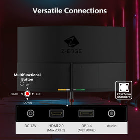 Z Z-EDGE UG24 slim bezel is ideal for multi-monitor layouts.