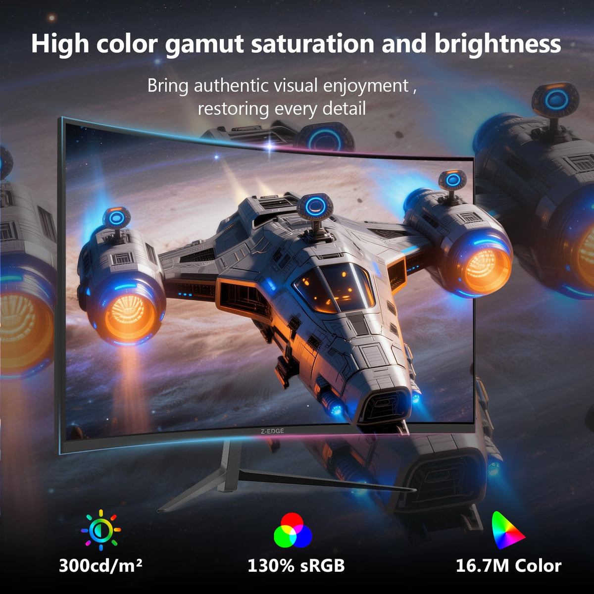 Z Z-EDGE UG27Q stand and base provide stable setup for long gaming sessions.