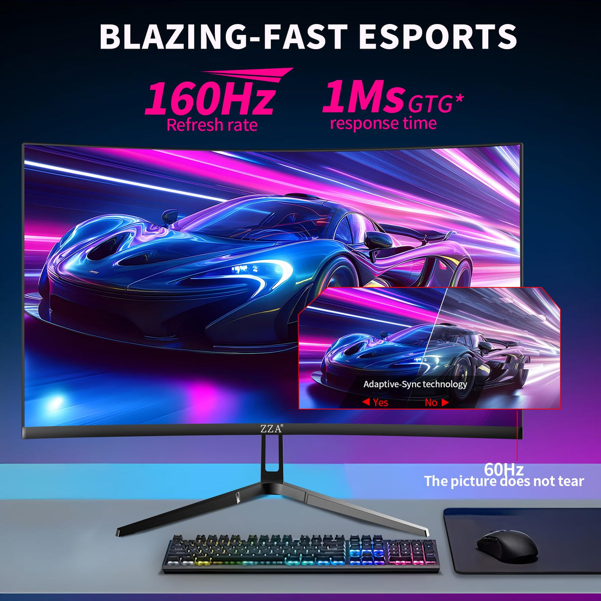 ZZA 100% sRGB color accuracy for vibrant editing and streaming visuals