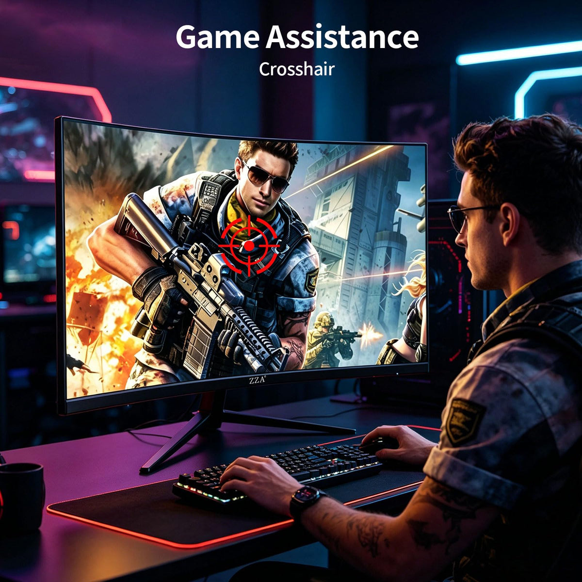 ZZA 1ms GTG response time highlighting rapid pixel transitions.