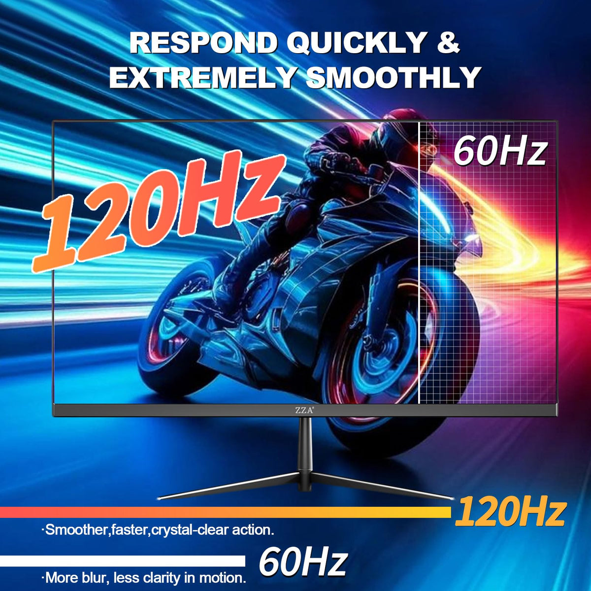 ZZA 24.5-inch FreeSync panel minimizes tearing for responsive games.